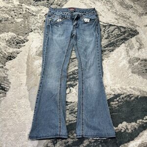 Vintage Bongo Fabulous Flared Jeans Womens 3 Blue Denim Cotton Stretch Low Rise